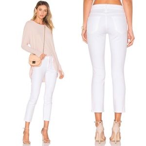 MOTHER The Looker Crop Stayin' Alive White Jeans